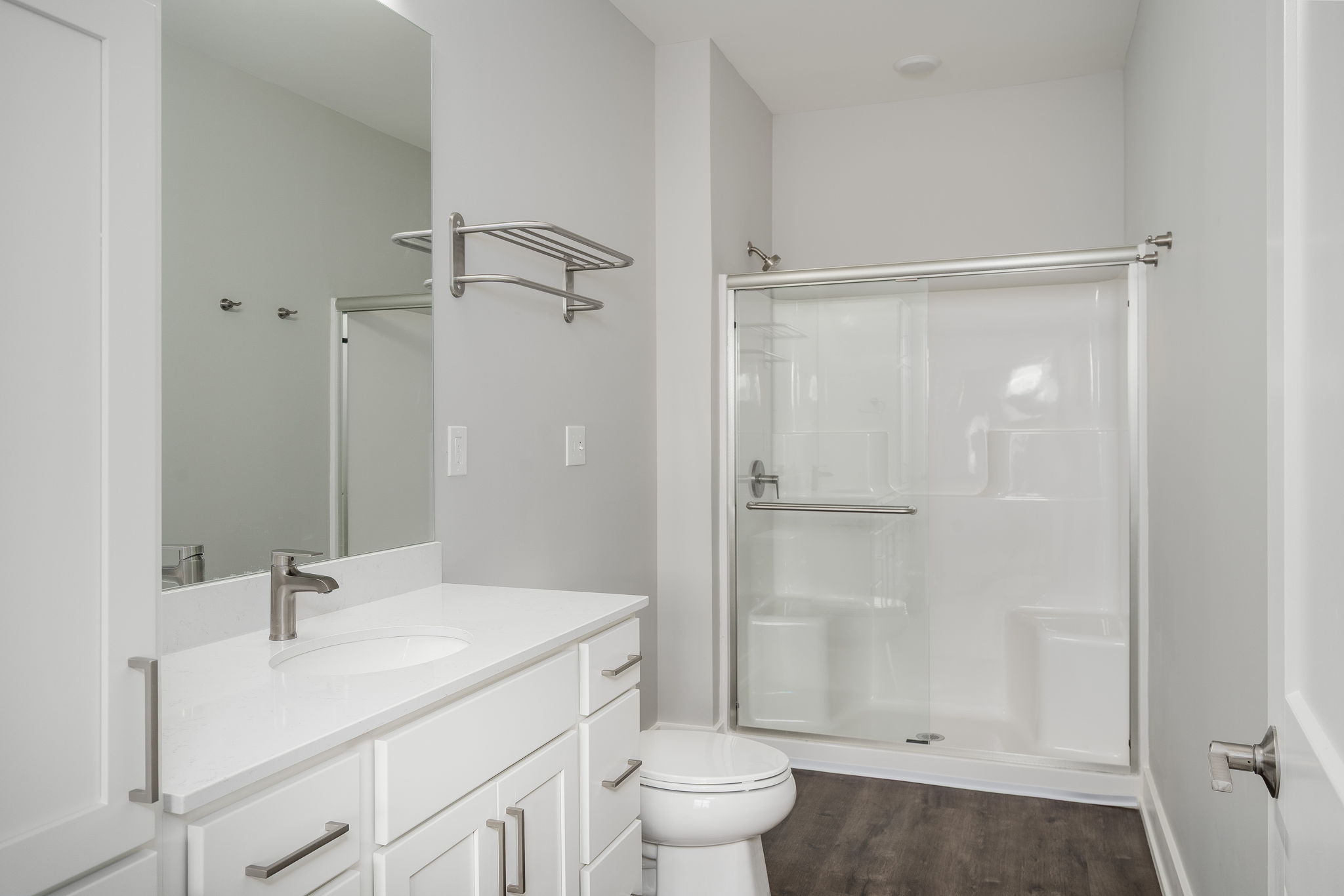 Bathroom with storage at Okemos MI Apartments | Knob Hill Apartments in Okemos, MI